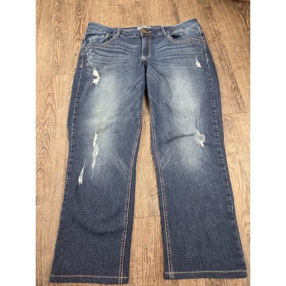 Wit + Wisdom Dark Wash Size 14 Straight Leg Stretch Denim Jeans - Picture 1 of 5